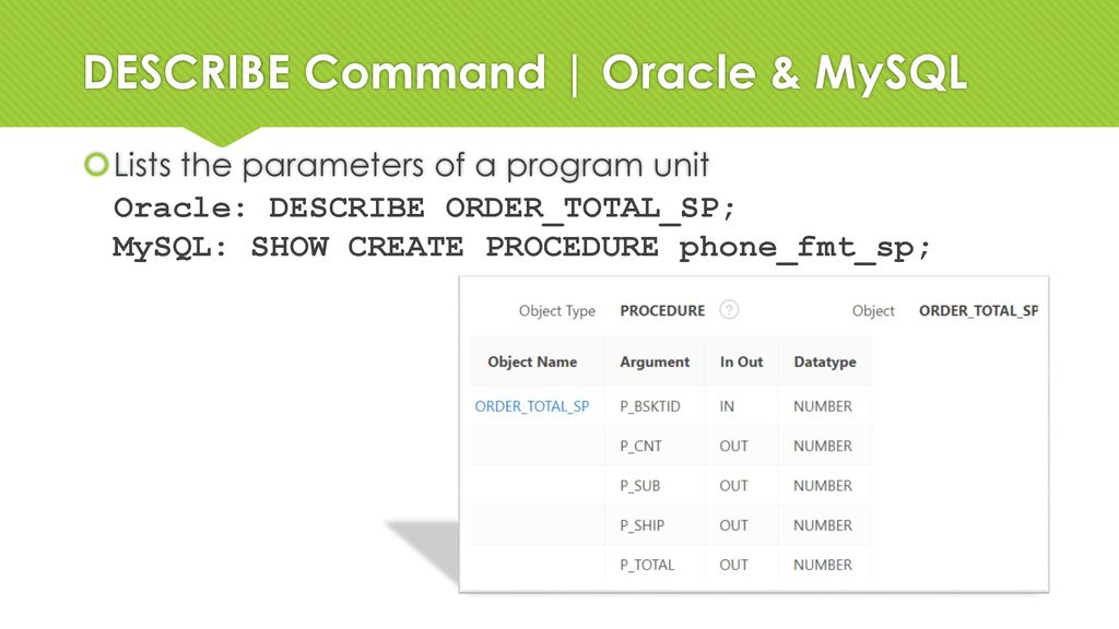 Procedures oracle mysql ppt download